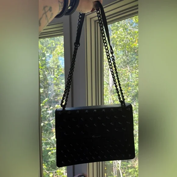 Foley + Corinna Black Spiked Studded Shoulder Bag Spikes Punk Goth - Picture 9 of 17